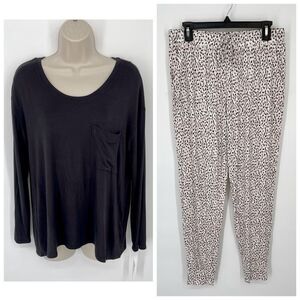 Alfani NEW Womens 2 Piece PJ Set Sleepwear Shirt & Pants Size S Classic Black